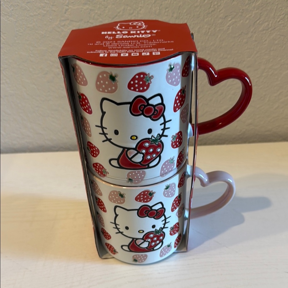 Hello Kitty Red and Pink Strawberry  Mugs